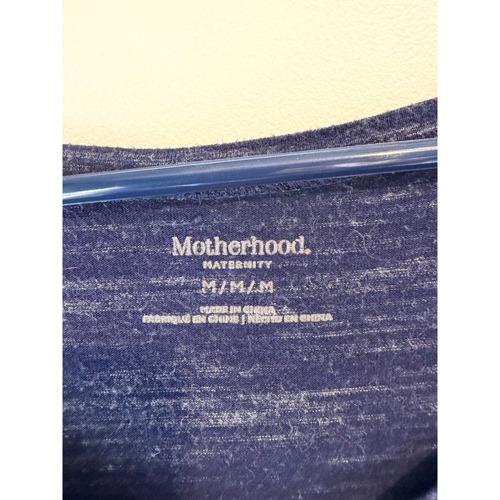 Motherhood Maternity Navy Blue Space Dye Ruched Side Long Sleeve Top Medium